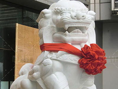 北京银行门口三米二大规格汉白玉狮子