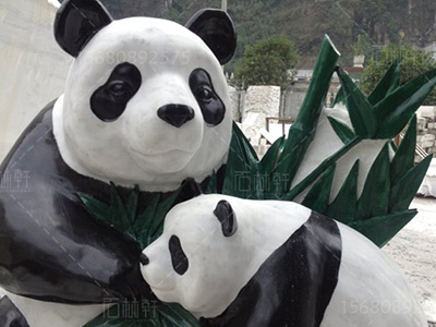 汉白玉大熊猫雕塑（熊猫母子像）
